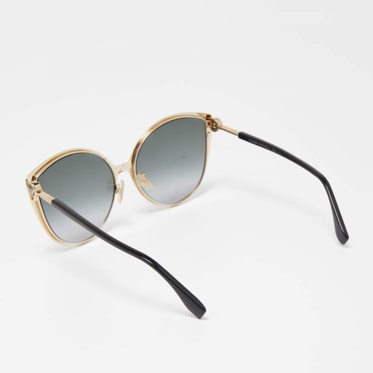 Pre Owned Fendi Black/Gold FF0395/F/S Gradient Cat Eye Sunglasses