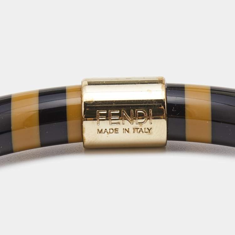 Pre Owned Fendi Resin Gold Tone Bracelet Set of 2