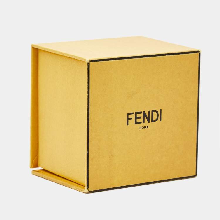 Pre Owned Fendi The Fendista Bicolor Enamel Gold Tone Wide Band Ring 53