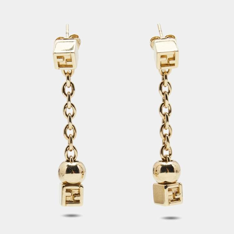 Pre Owned Fendi Fendista Gold Tone Earrings