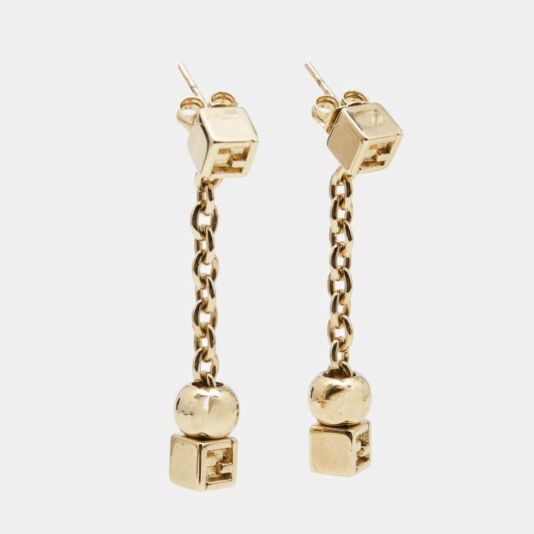 Pre Owned Fendi Fendista Gold Tone Earrings