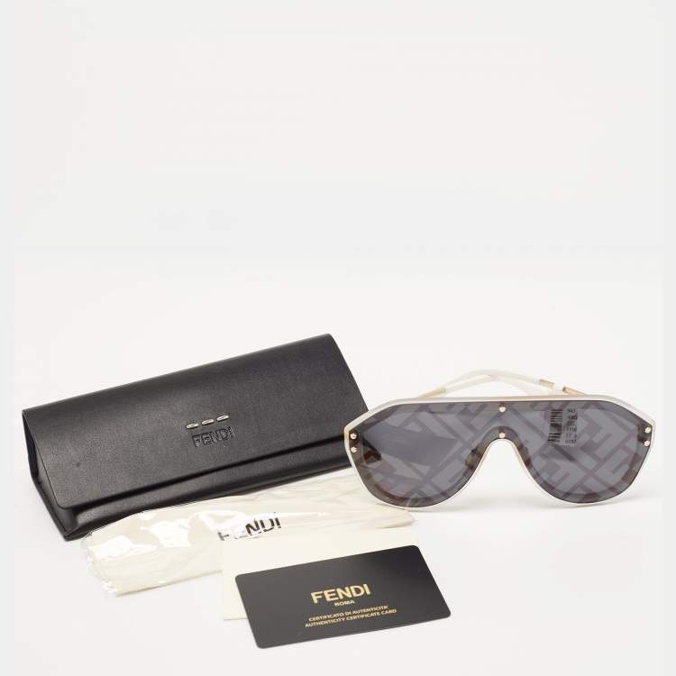 Pre Owned Fendi Black/Grey Monogram FF M0039/G/S Shield Sunglasses