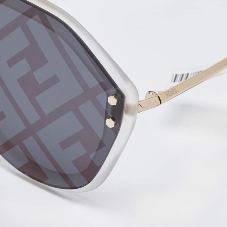 Pre Owned Fendi Black/Grey Monogram FF M0039/G/S Shield Sunglasses