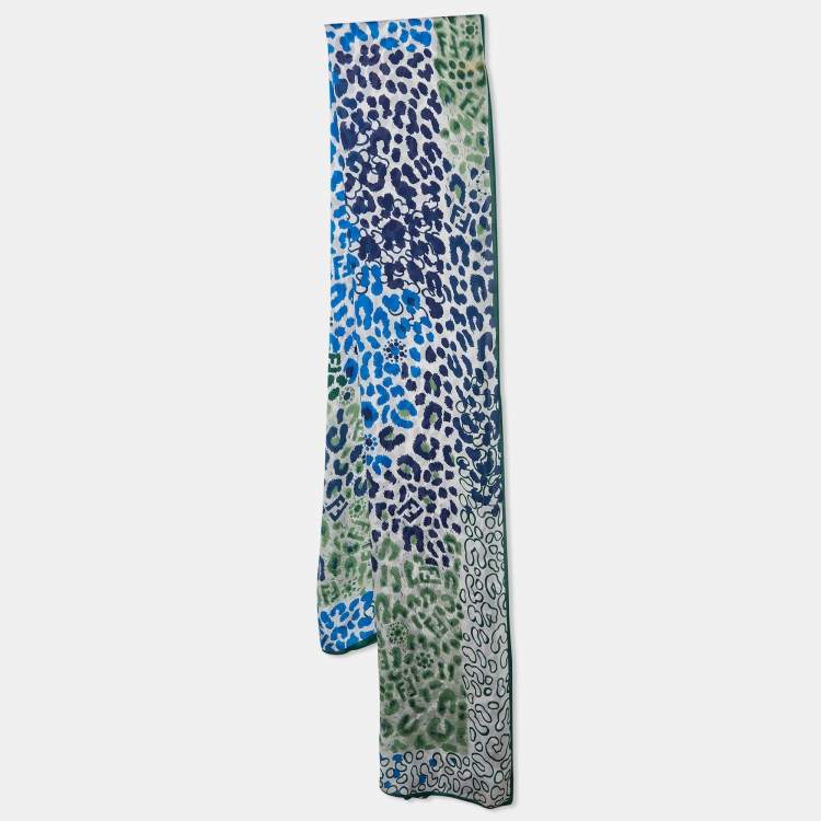 Pre Owned Fendi Multicolor Animal Printed Silk Scarf