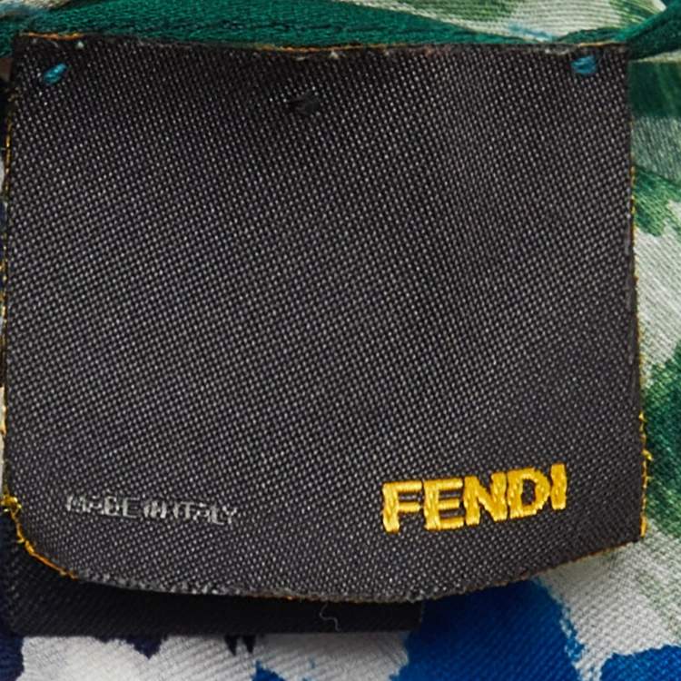Pre Owned Fendi Multicolor Animal Printed Silk Scarf
