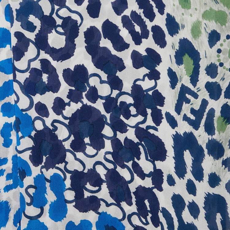 Pre Owned Fendi Multicolor Animal Printed Silk Scarf