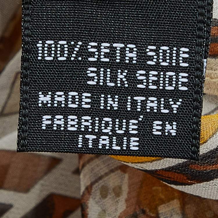 Pre Owned Fendi Cream Logo Monogram Printed Silk Scarf