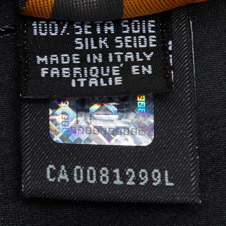 Pre Owned Fendi Black Monogram Printed Silk Scarf