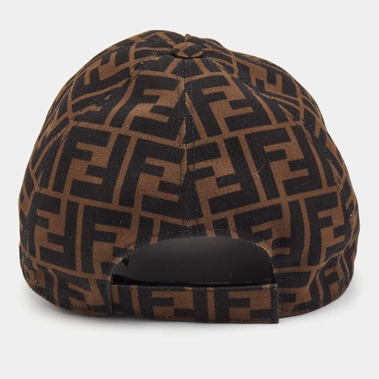 Pre Owned Fendi Brown Monogram Printed Polyester Baseball Cap TU