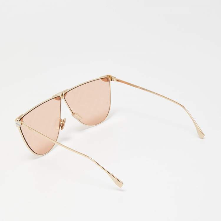 Pre Owned Fendi Gold/Pink FF 0467/S Fabulous Shield Sunglasses