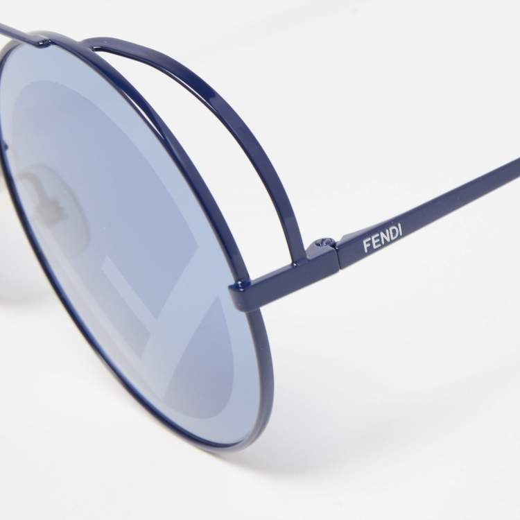 Pre Owned Fendi Blue  FF 0285/S Round Oversized Sunglasses