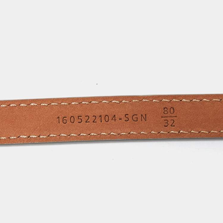 Pre Owned Fendi Grey Leather Slim Waist Belt 80CM