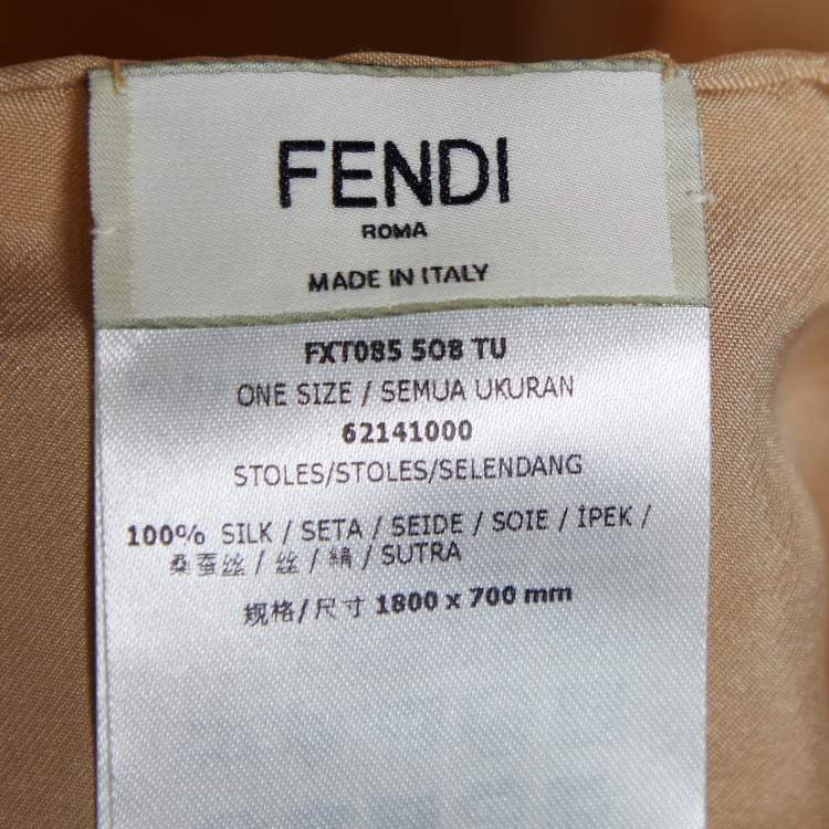 Pre Owned Fendi Beige FF Jacquard Silk Stole