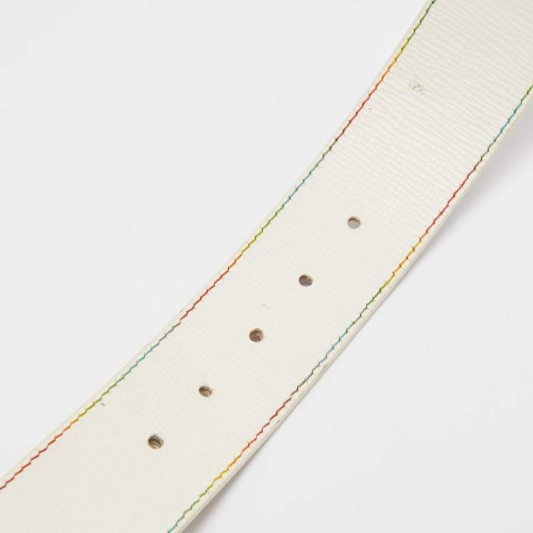 Pre Owned Fendi Multicolor Zucca Coated Canvas FF Logo Belt 75CM