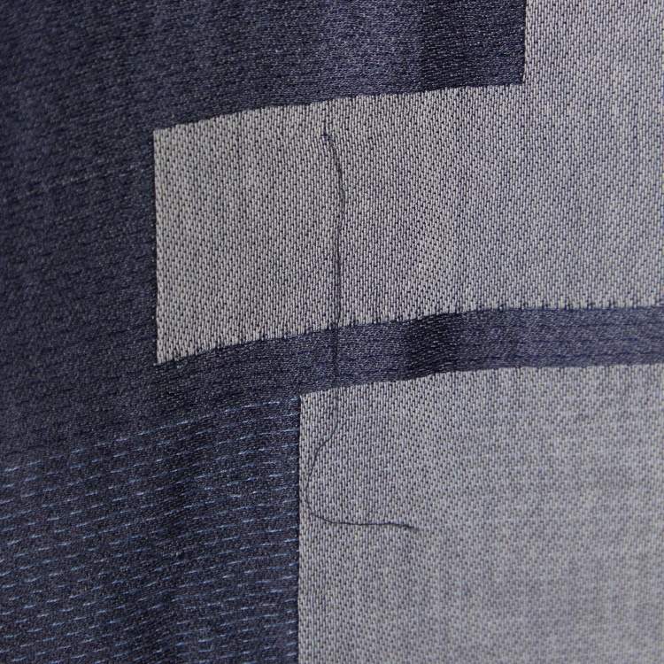 Pre Owned Fendi Navy Blue Logo Jacquard Stole 