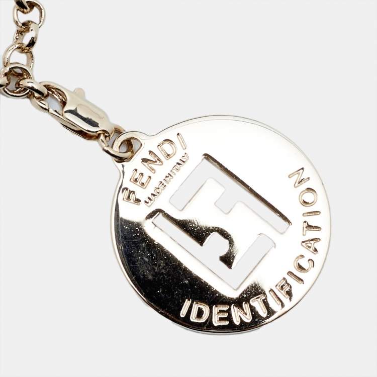 Pre Owned Fendi FF Identification Charm Gold Tone Chain Link Bracelet