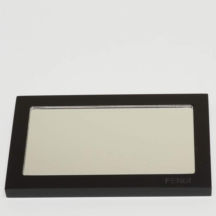 Pre Owned Fendi Black/Gold FF Logo Pocket Mirror