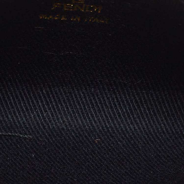 Pre Owned Fendi Black/Gold FF Logo Pocket Mirror