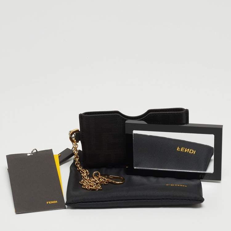 Pre Owned Fendi Black/Gold FF Logo Pocket Mirror