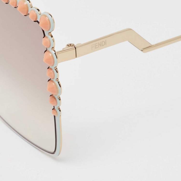 Pre Owned Fendi Multicolor Gradient FF0259/S Studded Oversized Sunglasses
