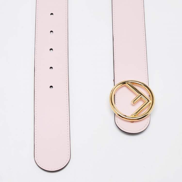 Pre Owned Fendi Black/Pink Leather F is Fendi Reversible Belt 80 CM