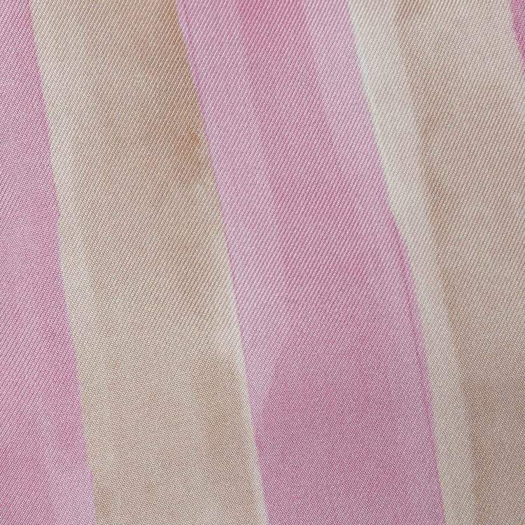Pre Owned Fendi Pink Printed Silk Leather Floral Embellished Maxi Wrappy Scarf