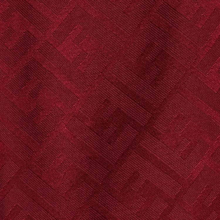 Pre Owned Fendi Burgundy Logo Monogram Silk & Wool Shawl