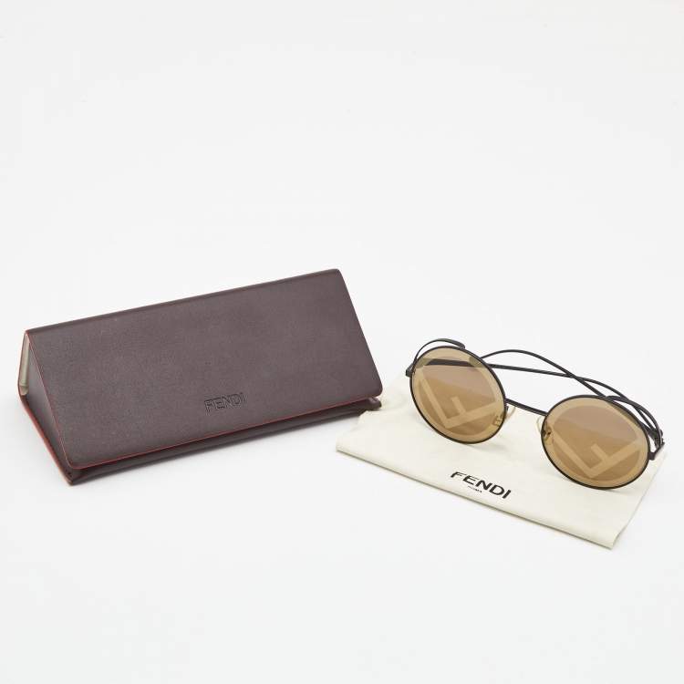 Pre Owned Fendi Brown Zucca FF0343/S Fendirama Round Sunglasses