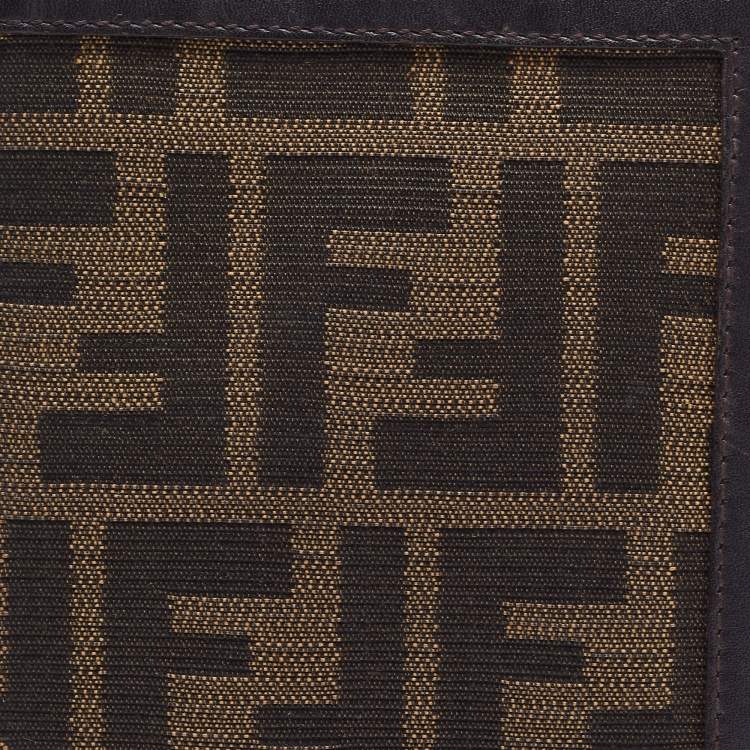 Pre Owned Fendi Tobacco Zucca Canvas and Leather Bifold Passport Organizer