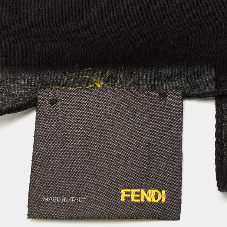 Pre Owned Fendi Black Zucca Monogram Silk Chiffon Scarf