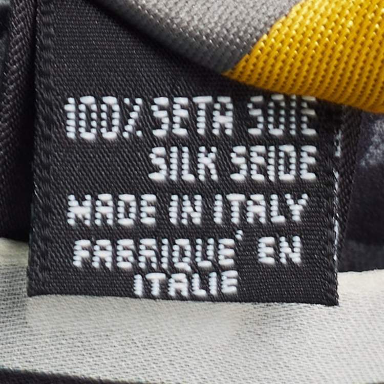 Pre Owned Fendi  Grey Zucca Lace Print Silk Chiffon Scarf