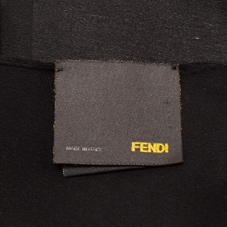 Pre Owned Fendi Black Striped Satin Chiffon Scarf
