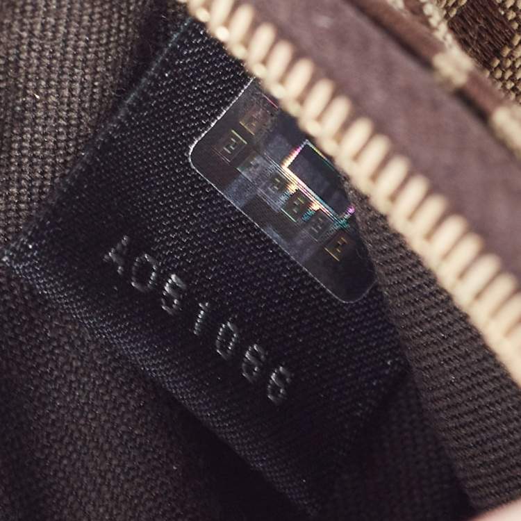 Pre Owned Fendi Beige Zucchino Fabric Key Chain Pouch