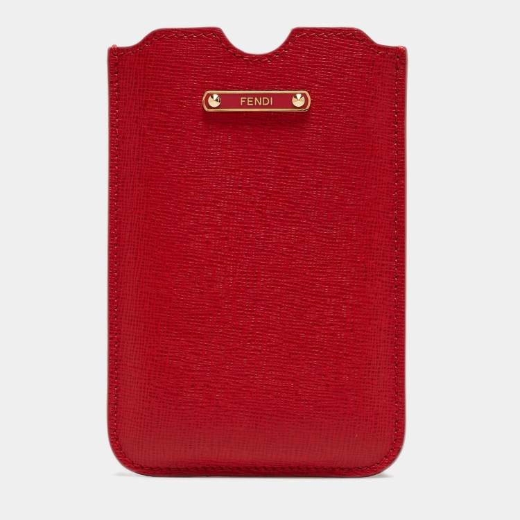 Fendi Red Leather Logo Phone Cover Fendi TLC