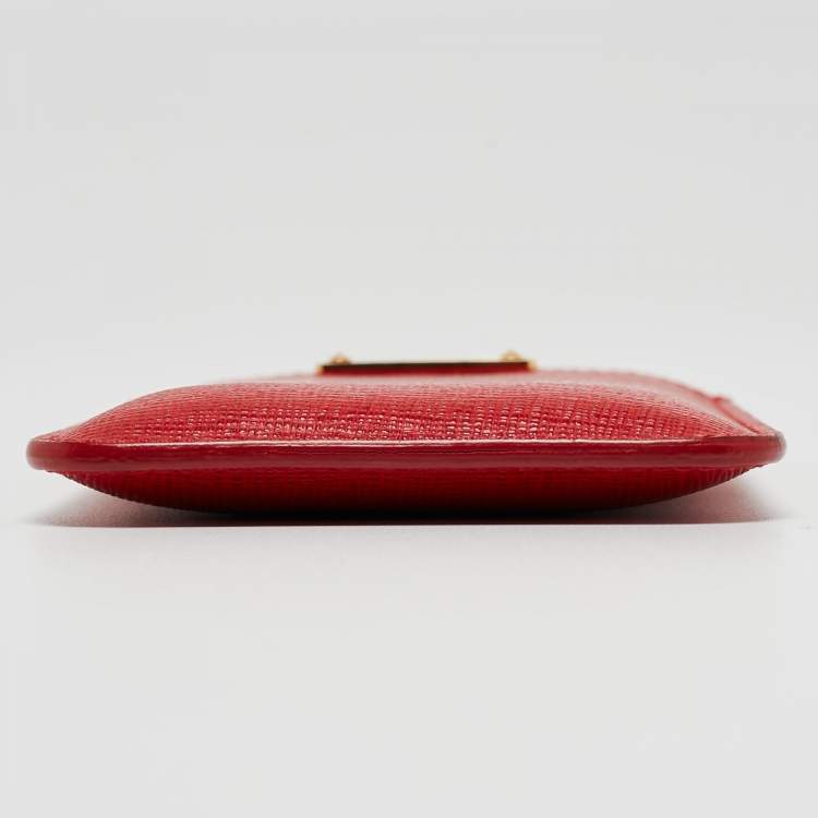 Pre Owned Fendi Red Leather Logo Phone Cover