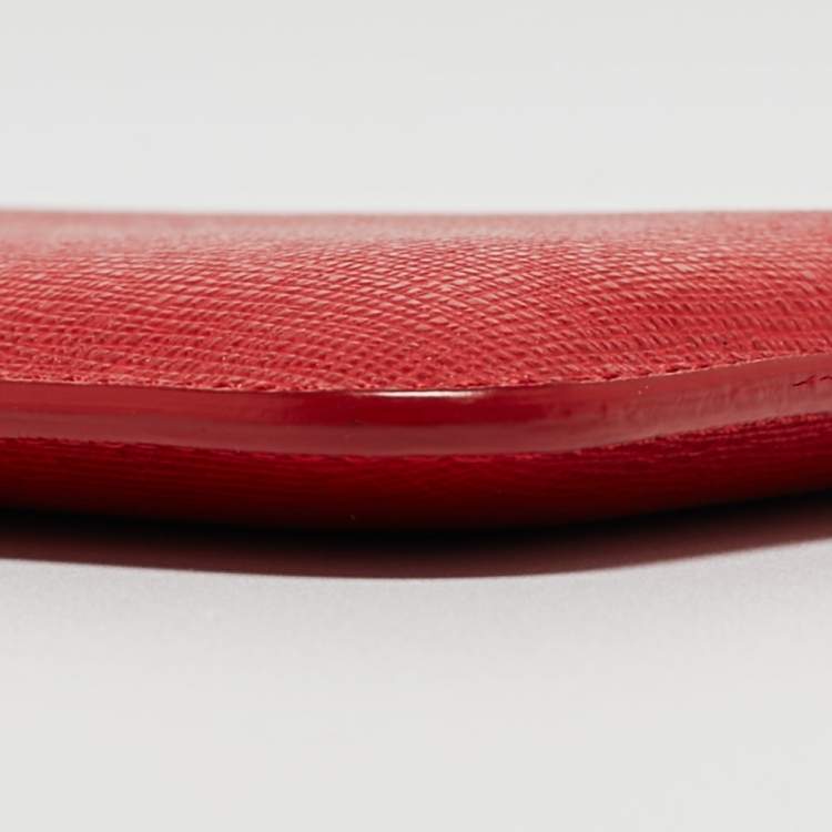 Pre Owned Fendi Red Leather Logo Phone Cover