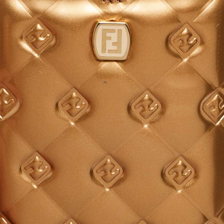 Pre Owned Fendi Gold Embossed Leather Fendilicious Phone Cover