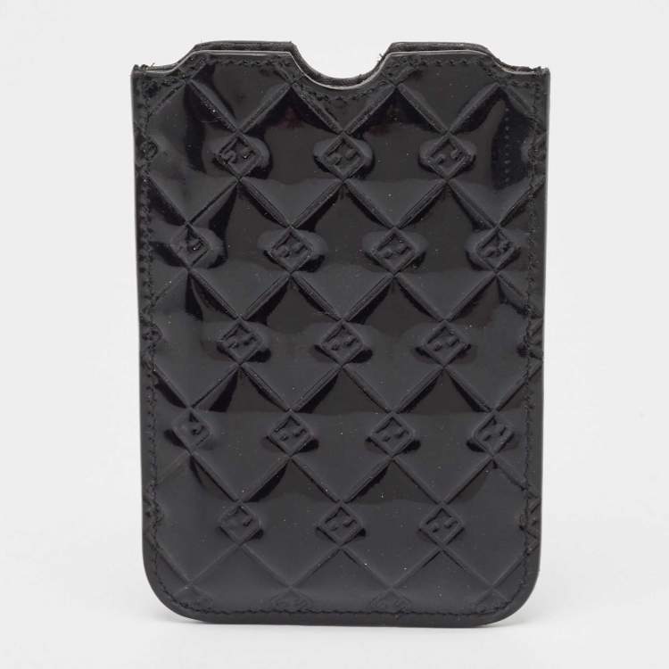 Pre Owned Fendi Black Embossed Patent Leather Fendilicious Phone Cover