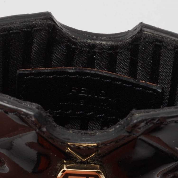 Pre Owned Fendi Black Embossed Patent Leather Fendilicious Phone Cover