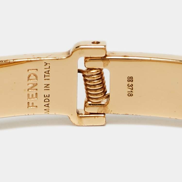 Pre Owned Fendi F is Fendi Bicolor Enamel Gold Tone Bracelet S