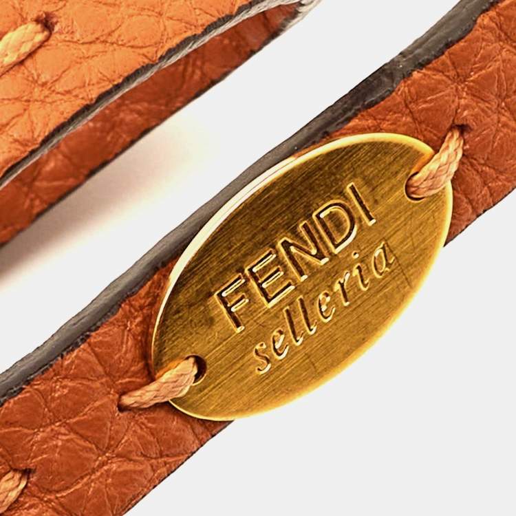 Pre Owned Fendi Selleria Leather Gold Tone Bracelet