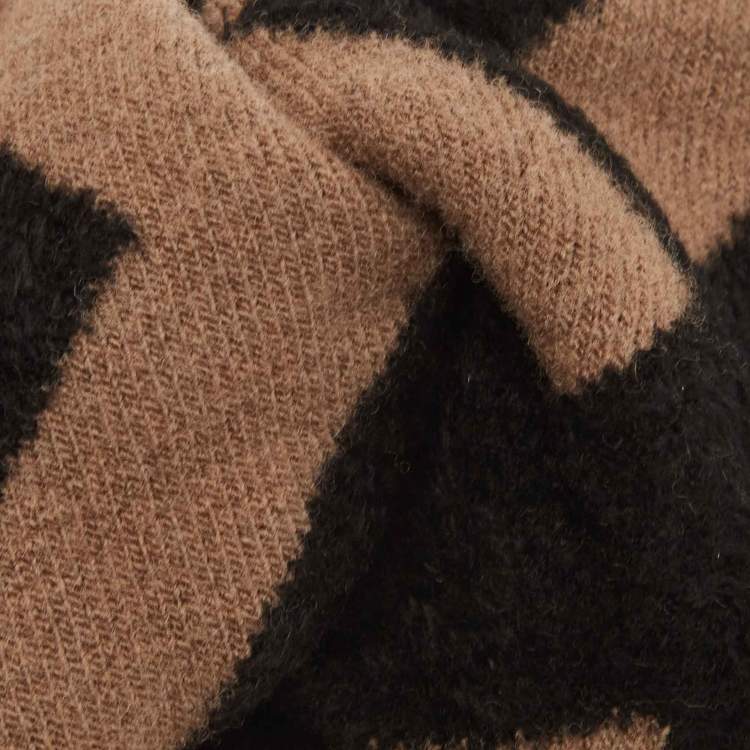 Pre Owned Fendi Brown Zucca Wool Blend Head Band One Size