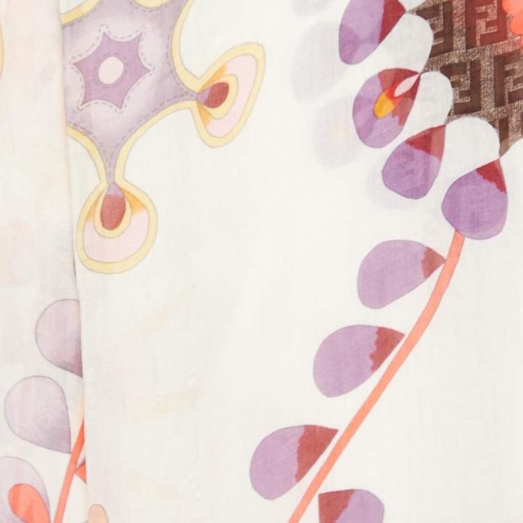 Pre Owned Fendi Multicolor Floral Printed Silk Stole