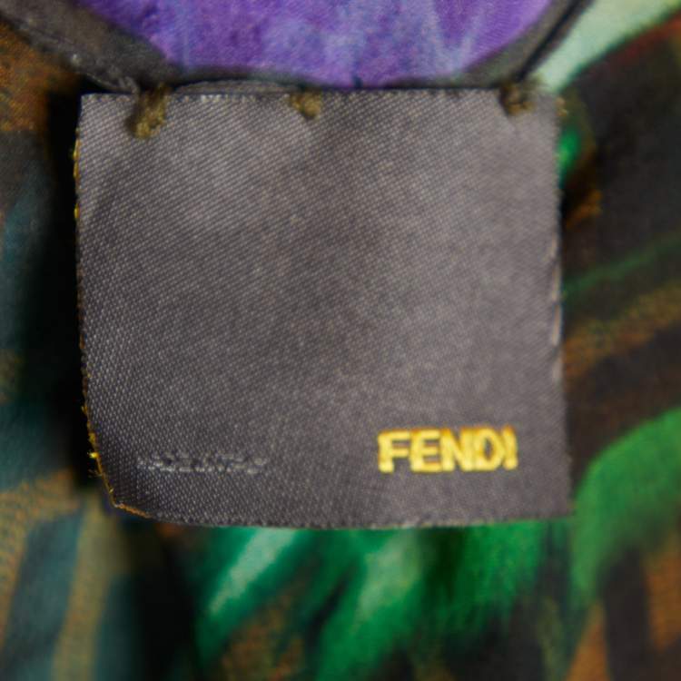 Pre Owned Fendi Brown/Multicolor FF Print Silk Stole