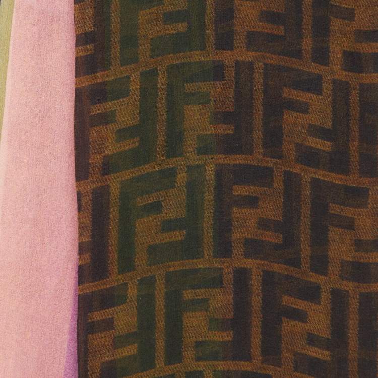 Pre Owned Fendi Brown/Multicolor FF Print Silk Stole