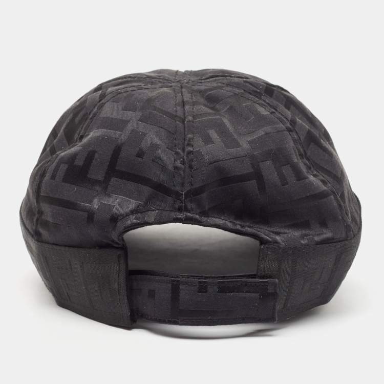 Pre Owned Fendi Black FF Patterned Nylon Blend Cap L
