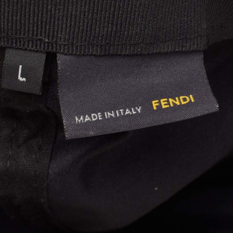 Pre Owned Fendi Black FF Patterned Nylon Blend Cap L