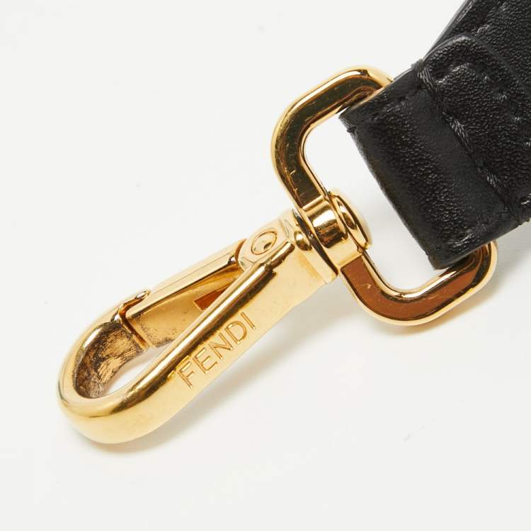 Pre Owned Fendi Black Leather Mini Bag Strap