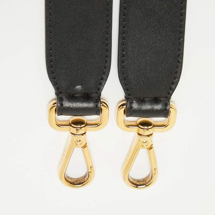 Pre Owned Fendi Black Leather Mini Bag Strap
