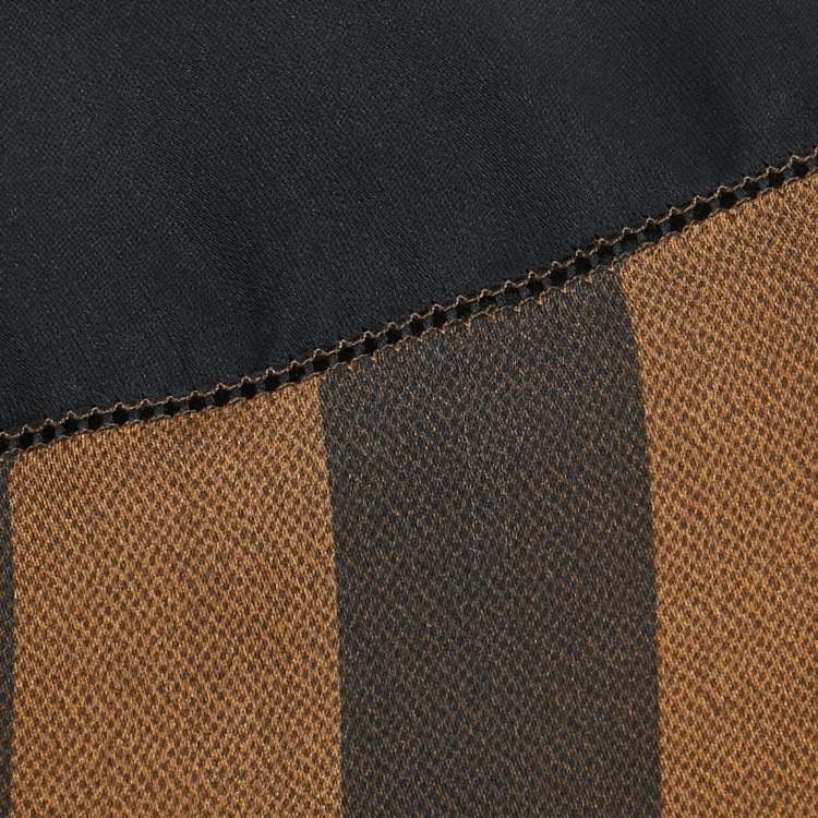 Pre Owned Fendi Black /Brown Pequin Striped Silk Chiffon Scarf